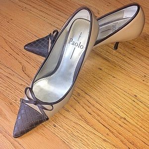 Paolo Wing Tip Camel/Brown Leather Pumps